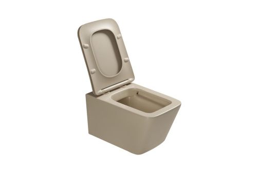 Унитаз подвесной SantiLine SL-5007BG цвет бежевый с сиденьем микролифт безободковый смыв воронка-водоворот - фото 3