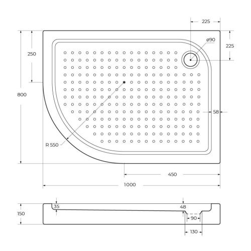 Душевой поддон BelBagno TRAY-BB-RH-100/80-550-15-W-R 100х80 акрил белый с ножками - фото 3