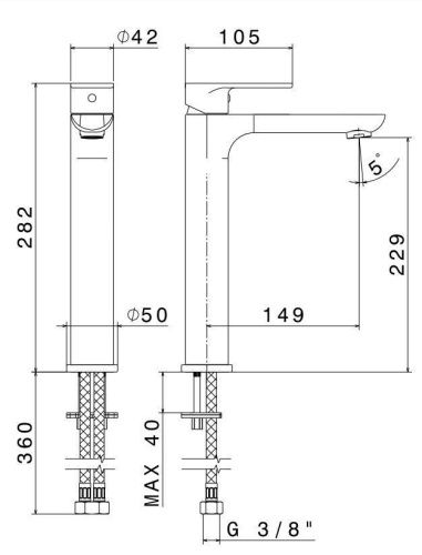 Смеситель для раковины Kerama Marazzi PIANO 69315KM.21.018 на столешницу хром - фото 2