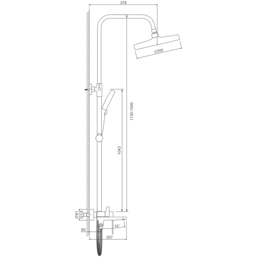 Душевая стойка Belz B713 B24713 настенная цвет хром - фото 2
