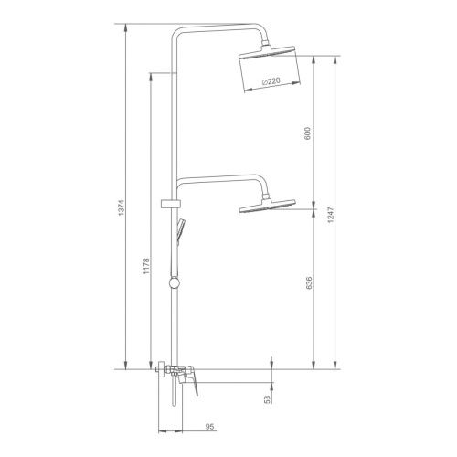 Душевая стойка Splenka S53.24.09 настенная цвет серый - фото 3