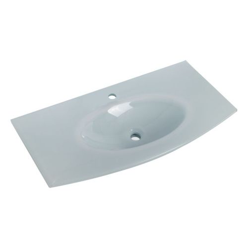 Раковина стеклянная Cezares 82416 100х50 подвесная цвет белый 1 отверстие под смеситель - фото 2