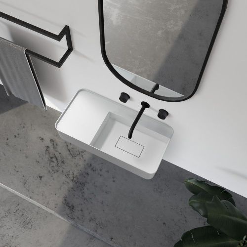 Раковина из искусственного камня Abber STEIN AS2627-0.8 80х40 подвесная цвет белый без отверстий под смеситель - фото 4