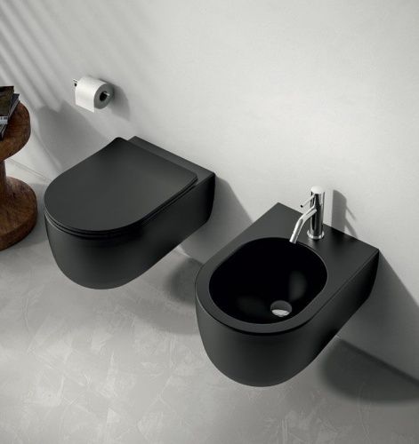 Унитаз подвесной Olympia Milady MILSET23 черный с сиденьем микролифт безободковый - фото 2