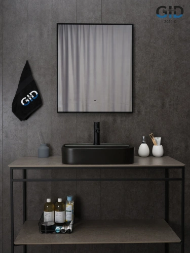 Раковина керамическая Gid Geométrico 53364 50х40 накладная цвет черный 1 отверстие под смеситель - фото 3