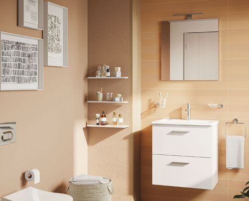 Комплект мебели: тумба с раковиной + зеркало Vitra Mia 75021 60х40 подвесной цвет белый - фото 2