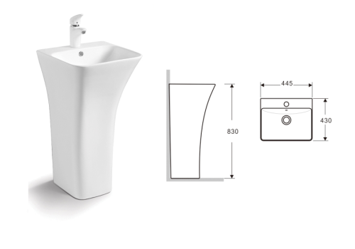 Раковина из сантехнического фаянса CeramaLux G315 40х40 напольная цвет белый 1 отверстие под смеситель - фото 3