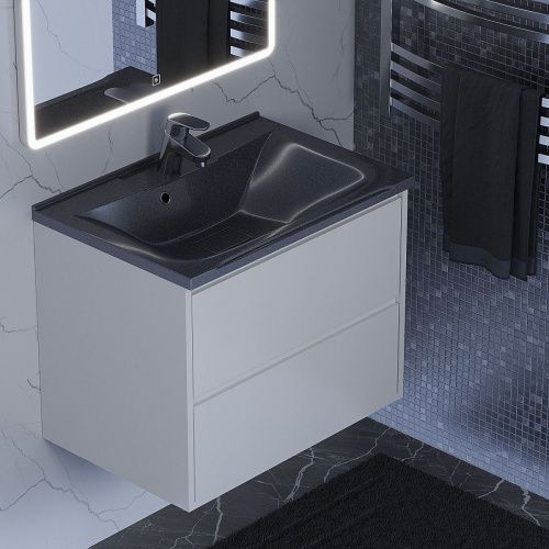 Раковина из искусственного камня Uperwood Elen 291120418 60х40 полувстраиваемая цвет черный - фото 2