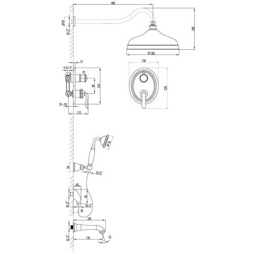 Душевая система LeMark Brava LM4722G уц встраиваемая в стену цвет золото - фото 2