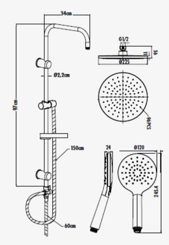 Душевая стойка Creavit SH640 настенная цвет хром - фото 2