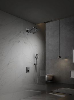 Душевая система Vincea Inspire VSFW-3I21MT4GM встраиваемая в стену цвет вороненая сталь с термостатом