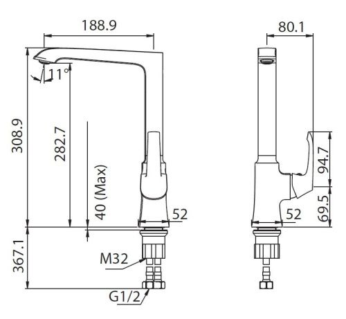Смеситель для кухни Creavit AG8500G на мойку золото - фото 2