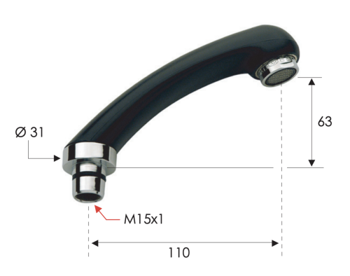 Излив Remer K66DONE настенный черный - фото 2