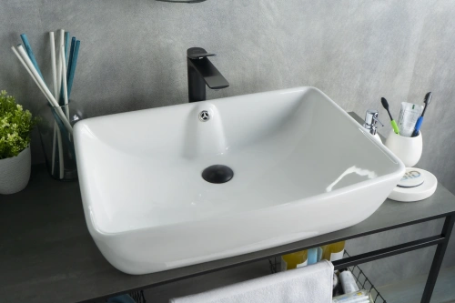 Раковина керамическая Gid Geométrico 51123 60х40 накладная цвет белый без отверстий под смеситель - фото 5