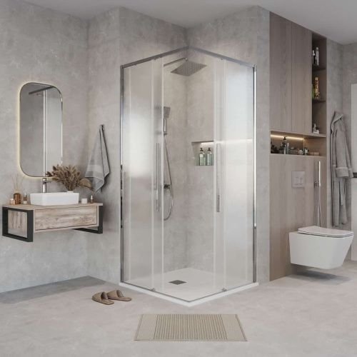 Душевая дверь Grossman Galaxy 1/2.K33.01.10.10.02 100х195 стекло текстурное профиль хром - фото 4