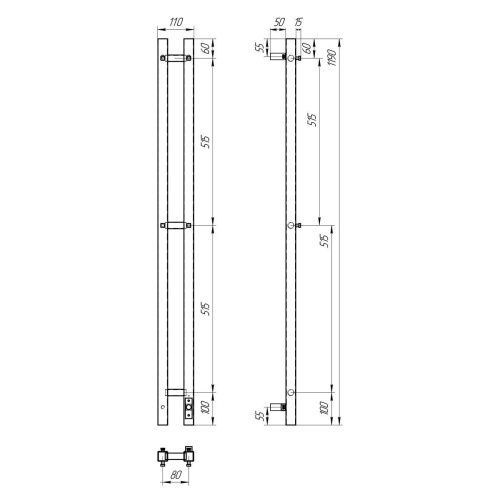 Полотенцесушитель электрический Point Гермес PN13812B 10х120 черный - фото 2