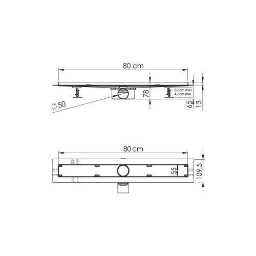 Душевой лоток Vincea ALMIRA JASMIN SAY.605.80.P.PITI 80х10 хром - фото 2