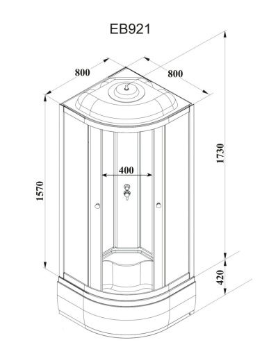 Душевая кабина Parly Bianco EB921 90х90 четверть круга с крышей ориентация универсальная - фото 5