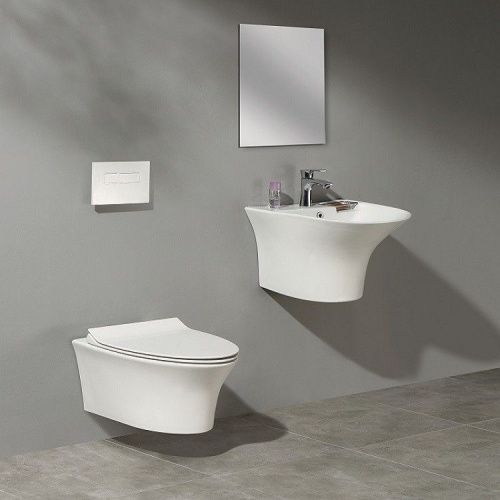 Раковина из сантехнического фаянса CeramaLux NB165 60х50 подвесная цвет белый 1 отверстие под смеситель - фото 5