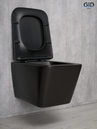 Унитаз подвесной Gid Cuadrado 62225Y черный с сиденьем микролифт безободковый