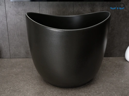 Раковина керамическая Gid Creativo 53378 40х40 накладная цвет черный без отверстий под смеситель - фото 3