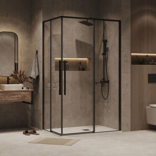 Душевой уголок Grossman Galaxy 300.K33.01.1090.42.00 100х90 стекло прозрачное профиль графит без поддона - фото 3