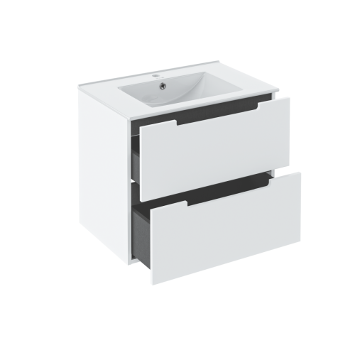 Тумба под раковину Runo Lina 00-00004605 80х50 подвесная цвет белый - фото 2