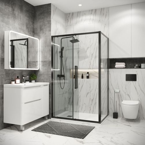 Душевой уголок Grossman Cosmo 120.K33.02.1490.42.00 140х90 стекло прозрачное профиль графит без поддона - фото 5