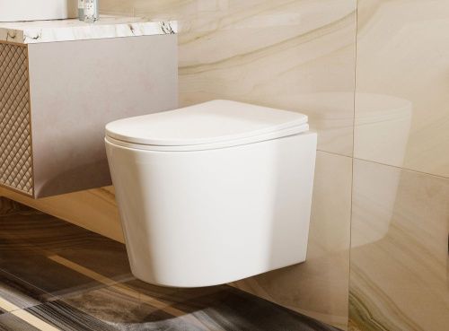 Унитаз подвесной Abber Bequem AC1102T белый с сиденьем микролифт безободковый смыв торнадо - фото 3