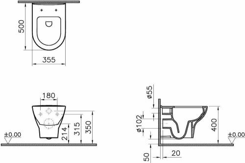 Унитаз подвесной Vitra Zentrum 5795B003-6077 белый с сиденьем микролифт безободковый смыв торнадо - фото 3