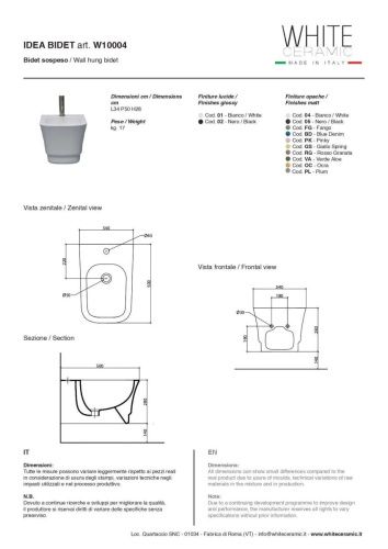 Биде подвесное White Ceramic Idea W1000401 цвет белый - фото 3