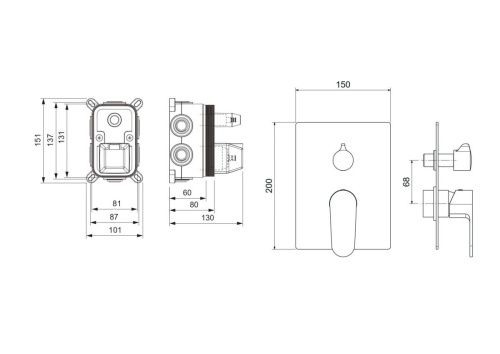 Смеситель для ванны Aquatek ОБЕРОН AQ1247CR встраиваемый в стену хром - фото 3
