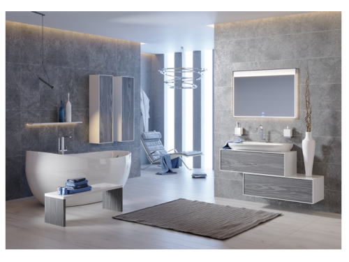 Тумба под раковину Aqwella Y GEN0310MG 100х40 подвесная цвет серый/белый - фото 3