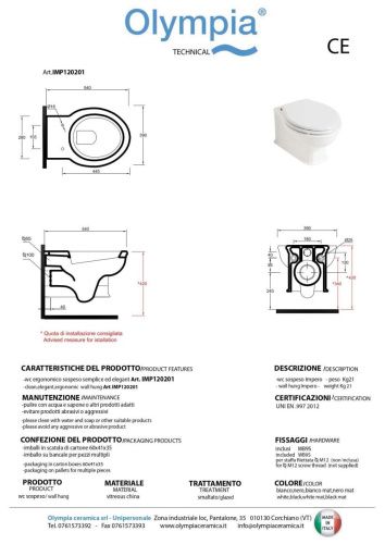 Унитаз подвесной Olympia Impero Style IMP120201 белый с сиденьем микролифт безободковый - фото 2