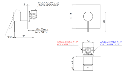 Смеситель для душа Remer Metrica MC30QXV встраиваемый в стену нержавеющая сталь - фото 2