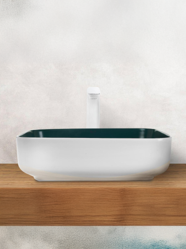 Раковина из сантехнического фаянса WeltWasser WW SK 10000005602 40 см накладная цвет белый/зеленый без отверстий под смеситель - фото 3