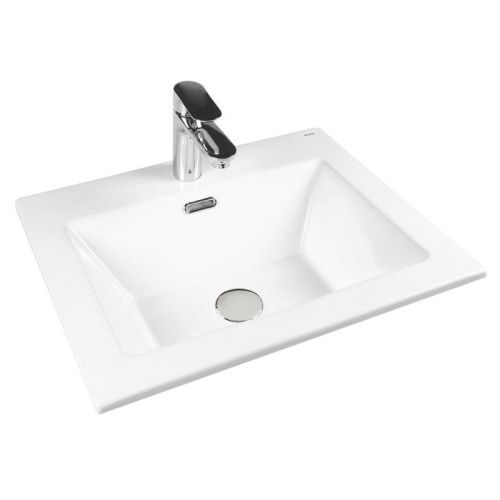 Раковина из сантехнического фарфора Bond Cube S06-500 50х40 встраиваемая цвет белый 1 отверстие под смеситель