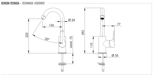 Смеситель для кухни Remer Winner W72C на столешницу хром - фото 2
