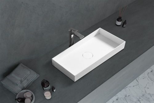 Раковина из искусственного камня Abber STEIN AS2622 80х40 накладная цвет белый без отверстий под смеситель - фото 2