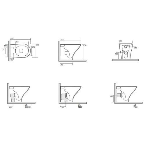 Чаша унитаза приставная Kerasan Aquatech 371801 цвет белый без сиденья безободковая каскадный смыв - фото 2