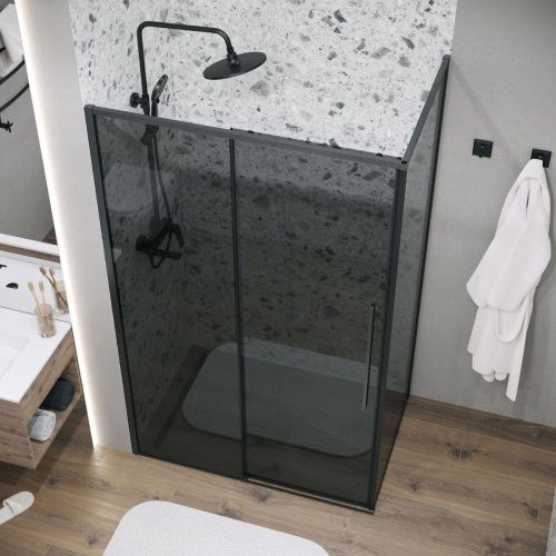 Душевая перегородка Grossman Galaxy 200.K33.01.70.21.10 70х195 стекло тонированное профиль черный - фото 5