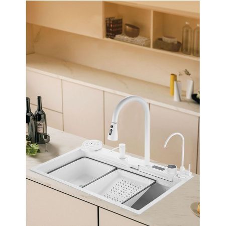 Кухонная мойка Savol S-SC002W 75х45 цвет белый поверхность матовая