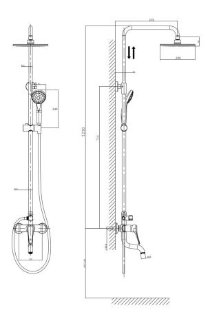 Душевая стойка Rush Jawa JA0735-40 настенная цвет хром