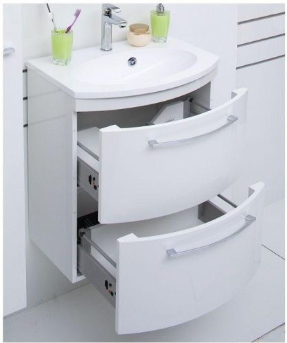 Тумба с раковиной De Aqua Лонг 167119 59х42х64 подвесная цвет белый - фото 3