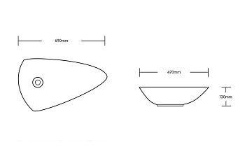 Раковина из сантехнического фарфора Cerutti SPA CR7014 70х40 накладная цвет белый без отверстий под смеситель
