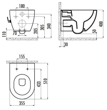 Чаша унитаза подвесная Creavit Free FE322-34CB00E-0001 цвет белый без сиденья душевой смыв