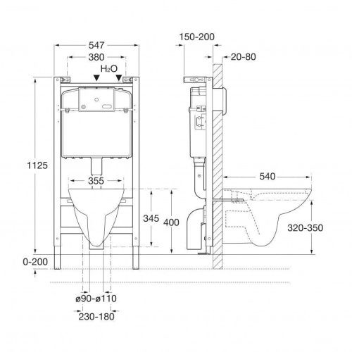 Комплект унитаз с инталляцией и клавишей смыва Roca Debba 7893104980 - фото 2