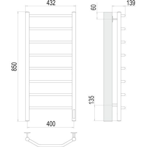 Полотенцесушитель электрический Terminus 4670078531209 45х85 хром - фото 3