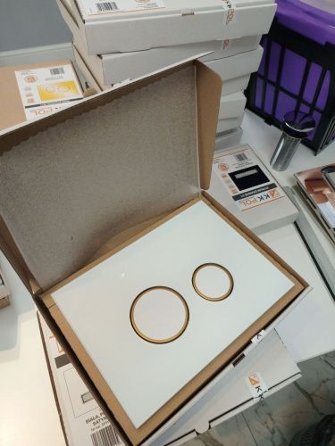 Клавиша смыва механическая KK POL Vitrum Grande V4 Orbis SPP/046/0/K цвет белый/золото - фото 2