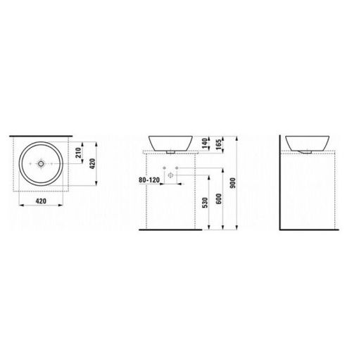 Раковина керамическая Laufen Pro 8.1296.2.000.109.1 40х40 накладная цвет белый без отверстий под смеситель - фото 2